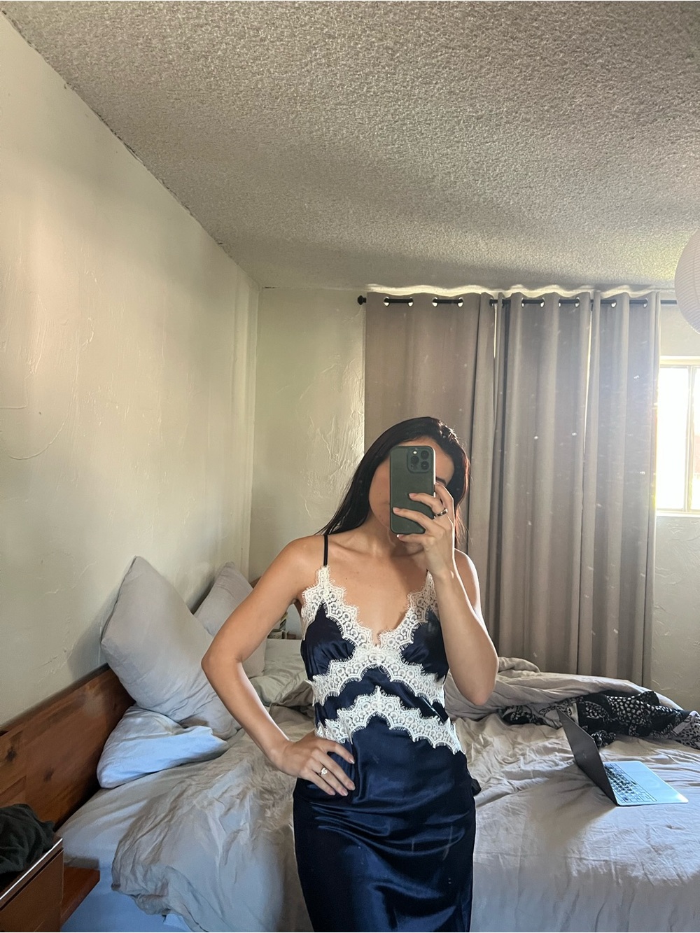 Dôen style blue and white lace dress